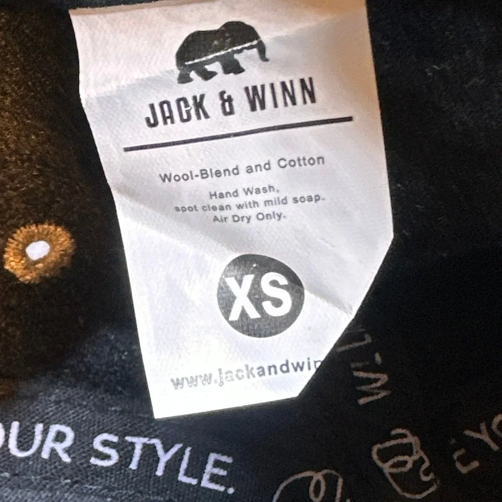 Jack & Winn Snapback Hat Kids XS Black Brown Excellent‎ Wool Blend Flat Brim